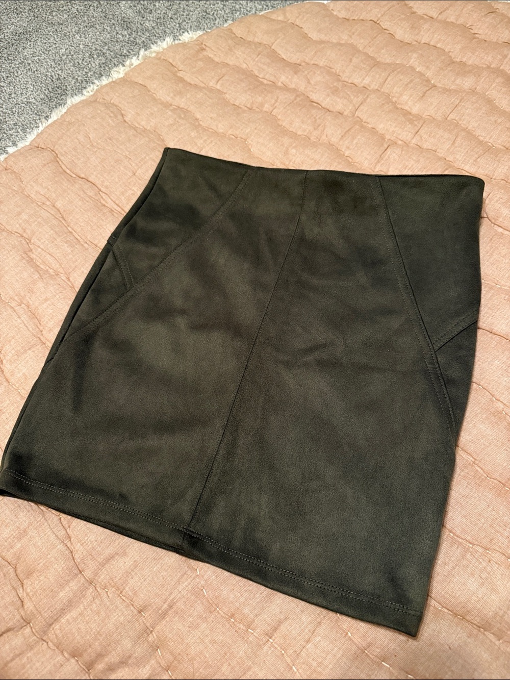 Green Mini Skirt with Panel Seams